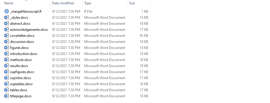 Listing of Manuscript Template